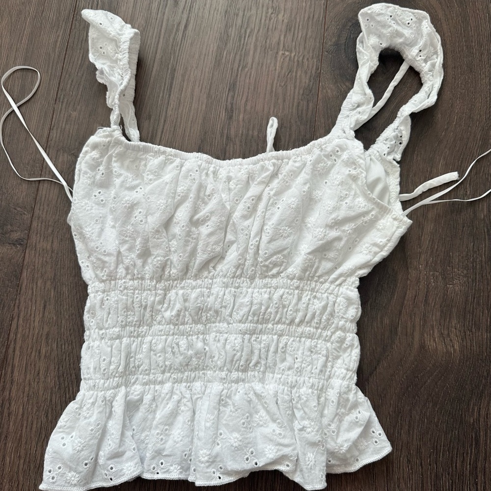 White Eyelet Ruffle Top - Picture 2 of 3